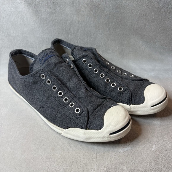 CONVERSE JACK PURCELL Sneaker Shoe Gray Wool Slip-On Laceless Mens 10.5 - Picture 1 of 9